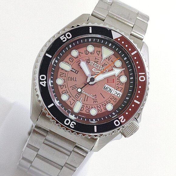New SEIKO Automatic 24-Jewels Day & Date Japanese Men's Genuine 44mm Wristwatch